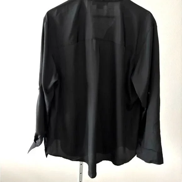 Michael Kors Blouse 2X Zip Pockets V Neck Quiet Luxury Dark Academia Soft Girl - Picture 3 of 12